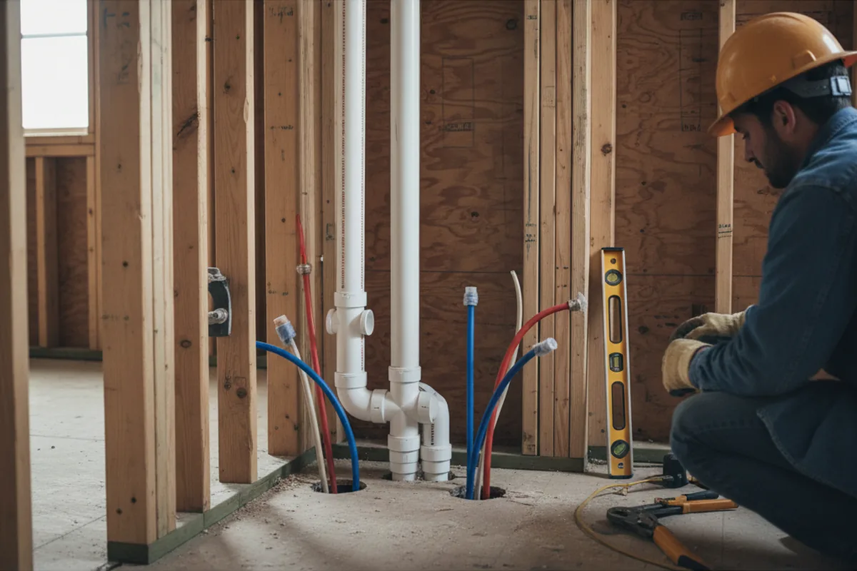 Drain and supply rough-in during Sump Pump Repair in Girard