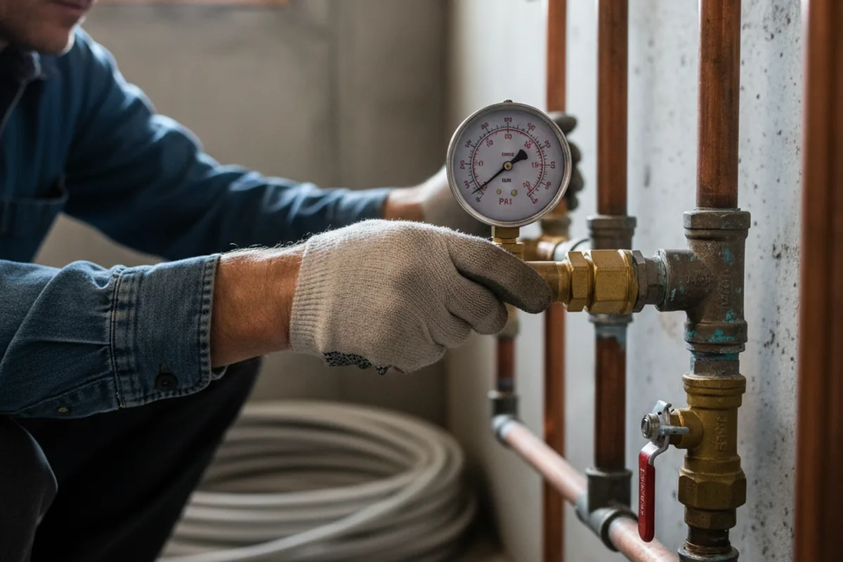 Pressure testing a repaired line during Water Line Repair in Girard